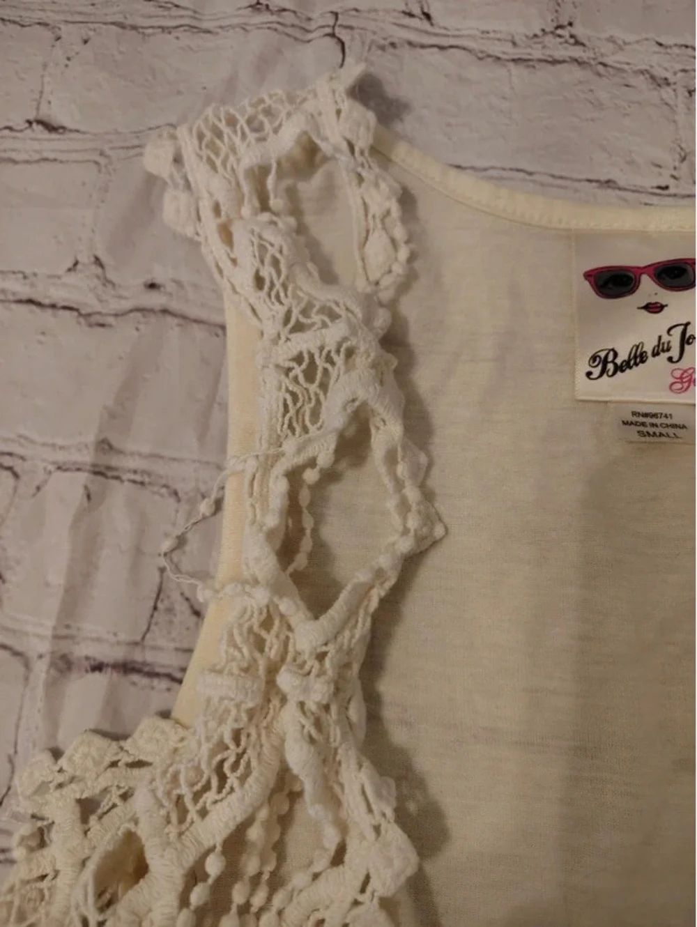 Belle Du Jour Cream Crochet Boho Top | Girls Size Small